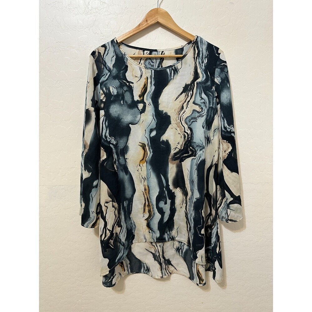 Shein Curve Womans Artsy Tunic Size XL Watercolor Boho 70s Y2K Beachy Island